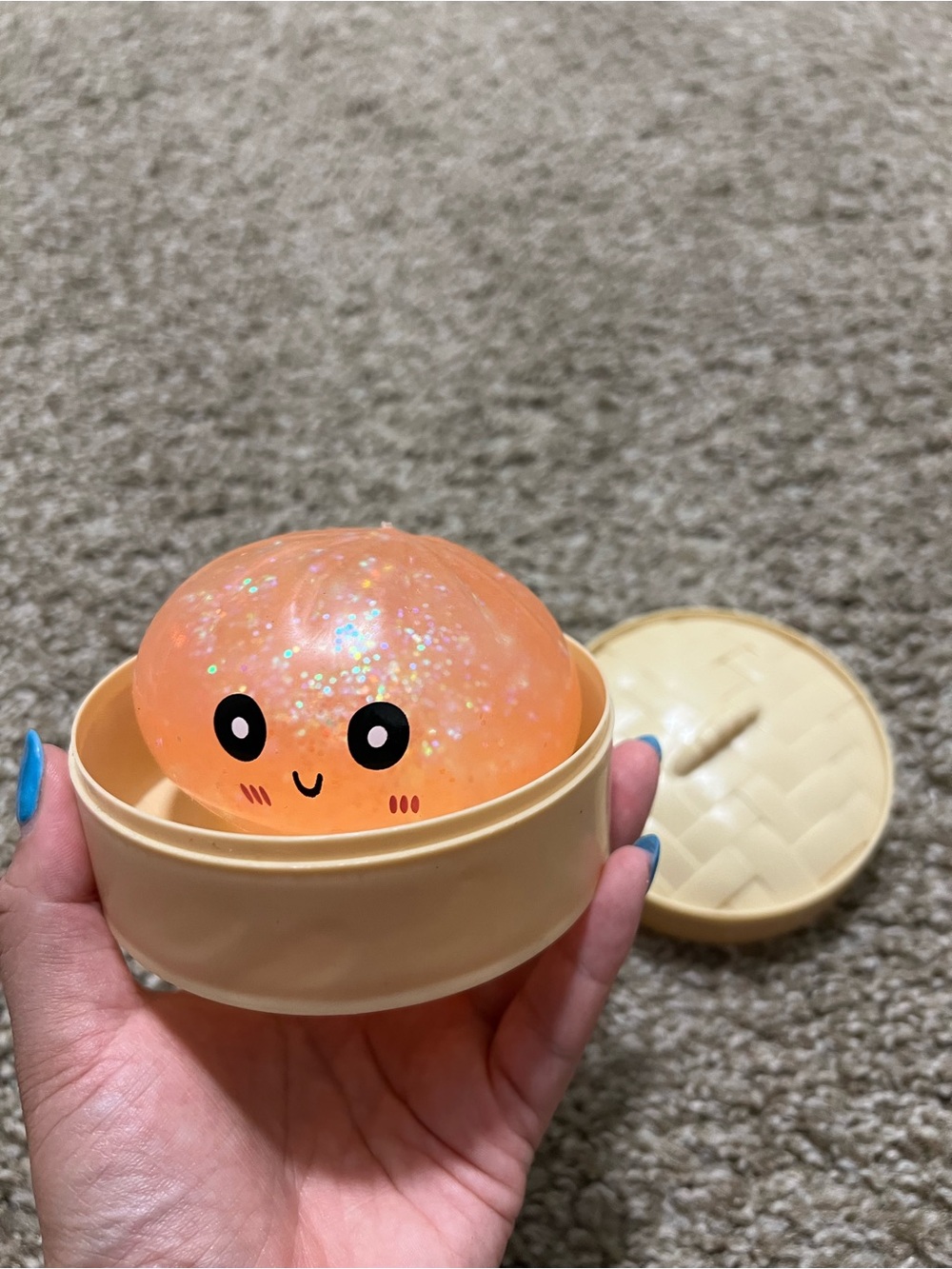 🧡 Orange Glitter Squishy Bun